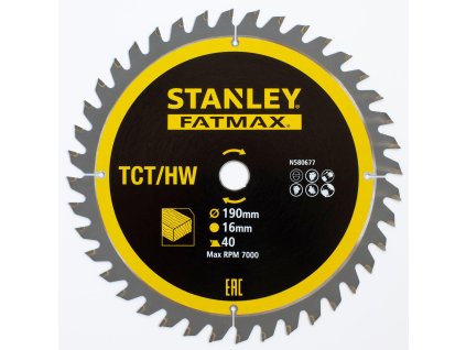 Kotúč pílový TCT/HM O 190 x 16 x 1 mm, 40 zubov, pre aku pokosovú pílu SFMCS701 FATMAX STA13365