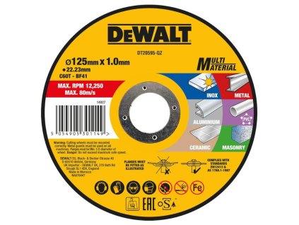 Kotúč rezný multimateriál 125x1,0mm DEWALT DT20595