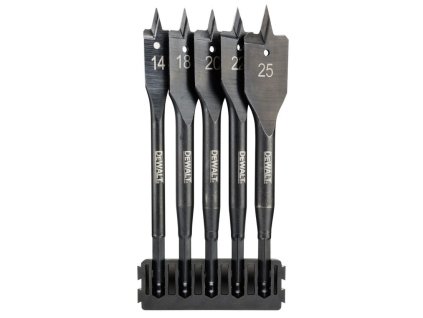 Sada Tough Case - držiak 5ks bitov + ploché vrtáky do dreva Extreme 14, 18, 20, 22, 25mm DEWALT DT70833