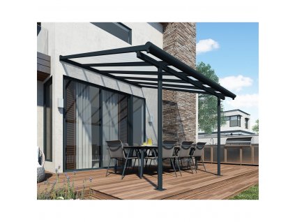 hliníková (montovaná) pergola Palram - Canopia Sierra 3000 antracit 3 x 3  + respirátor FFP2 SCHEPPACH (3ks balenie)