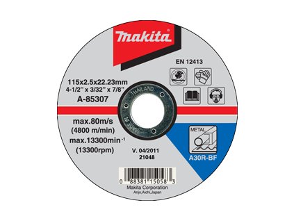 Rezný kotúč na železo 115x2.5x22 (plochý) MAKITA A-85307