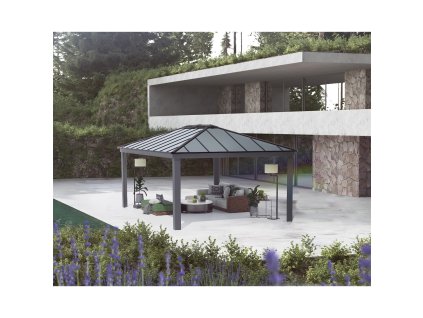 Palram Canopia Garden Gazebos Dallas 14x20 4.3x6 Grey Grey Twinwall Main 1