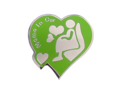 3D Chromová Samolepka - Mama in car (zelená)