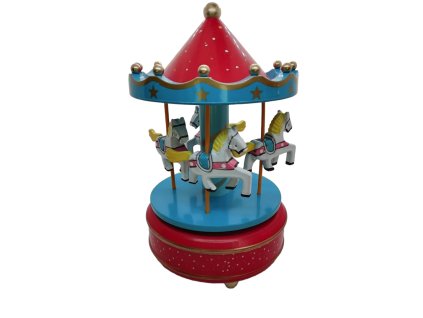 Hrací kolotoč s koníky - červeno-modrý