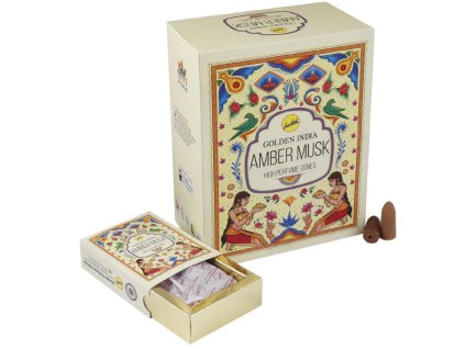 Vonné kužele "Tekoucí dým" - Amber musk (10 ks)