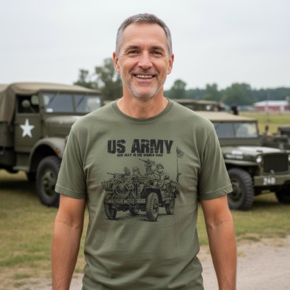 tricko striker olivove jeep us army