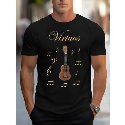 panske tricko virtuos ukulele cerne