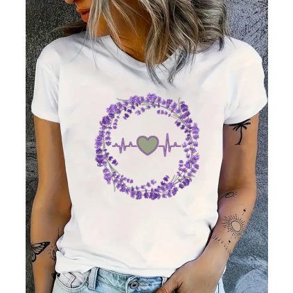 tricko levandule kytice srdce v kruhu