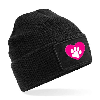 zimni cepice cerna striker tlapka srdce2