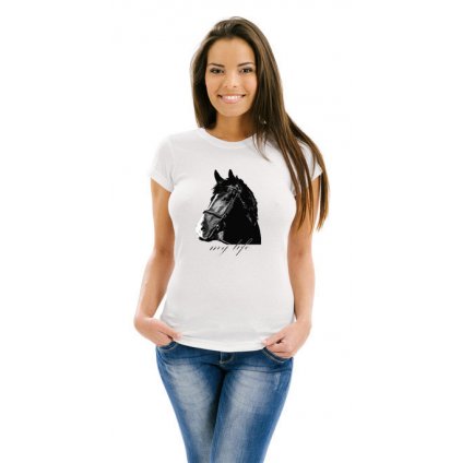 tricko striker bile damske black horse