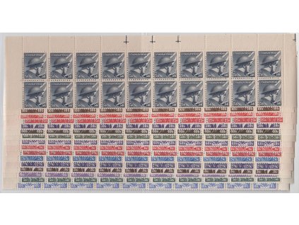 ČS 1945 / 0387-0402 / Londýnske vydanie / horné 20-bloky s okrajom  **