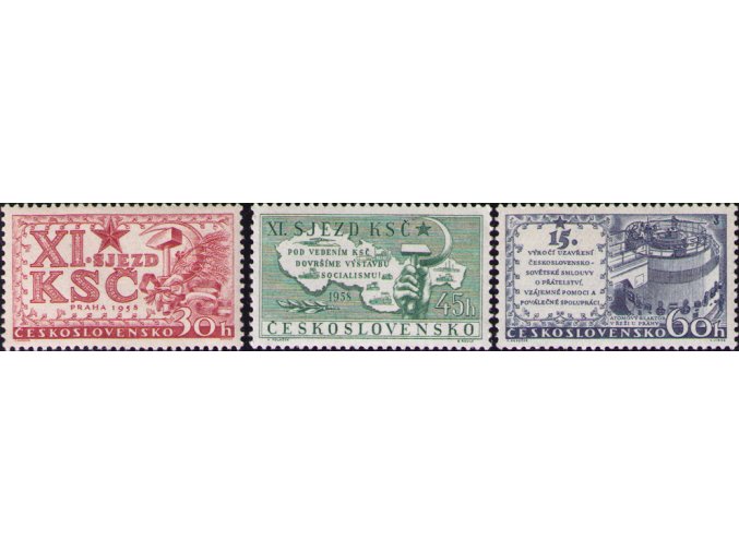 ČS 1958 / 0993-0995 / XI. zjazd KSČ **