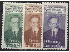 ZSSR 1950 /1515-1517/ 75. výročie narodenia M. Kalinin **