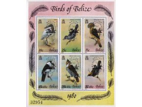 Belize 1980 / 0512-0517 Bl. 22 Vtáky, pretlač espamer´80 **