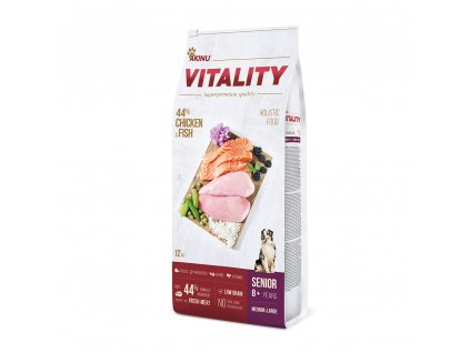 Akinu VITALITY Kuřecí & rybí granule krmivo pro seniorní psy středně velkých / v