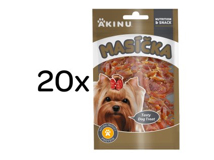 Akinu MASÍČKA Kuřecí proužky pamlsek pro psy 20 x 75 g