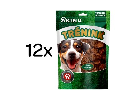 Akinu Trénink Hovězí & treska lupínky pamlsek pro psy 12 x 120 g