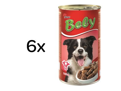 Akinu BELY Hovězí kousky v omáčce konzerva pro psy 6 x 1250 g