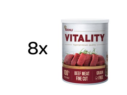 Akinu VITALITY Hovězí jemně krájená svalovina konzerva pro kočky 8 x 400 g