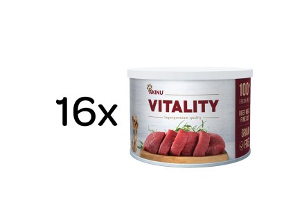 Akinu VITALITY Hovězí jemně krájená svalovina konzerva pro psy 16 x 200 g