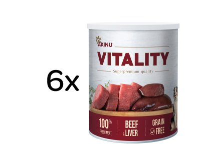 Akinu VITALITY Hovězí & játra mleté konzerva pro psy 6 x 800 g