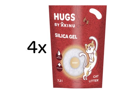 HUGS by Akinu Sandy Silika gel (jemný - 0,5 - 2 mm) stelivo pro kočky 4 x 7,2 l