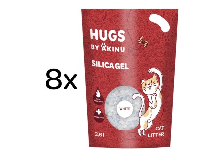 HUGS by Akinu Silika gel bílý stelivo pro kočky 8 x 3,6 l