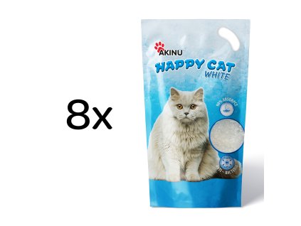 Akinu HAPPY CAT Silika gel bílý stelivo pro kočky 8 x 3,6 l