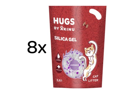 HUGS by Akinu Silika gel levandule stelivo pro kočky 8 x 3,6 l