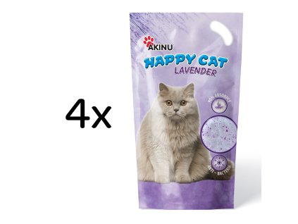 Akinu HAPPY CAT Silika gel levandule stelivo pro kočky 4 x 7,2 l