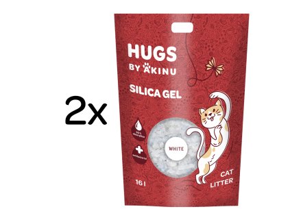 HUGS by Akinu Silika gel bílý stelivo pro kočky 2 x 16 l