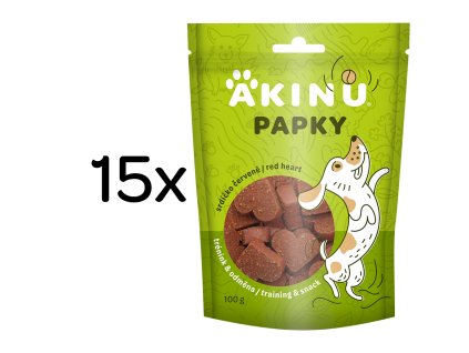 Akinu PAPKY Srdíčko červené pamlsek pro psy  15 x 100 g