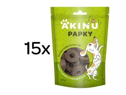 Akinu PAPKY Kroužek hnědý pamlsek pro psy 15 x 100 g