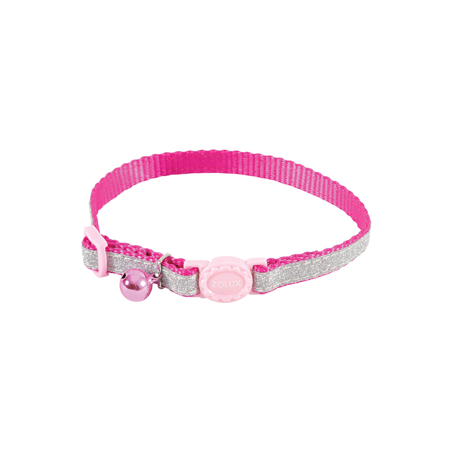Obojek kočka SHINY nylon růžový 10mm/30cm Zolux