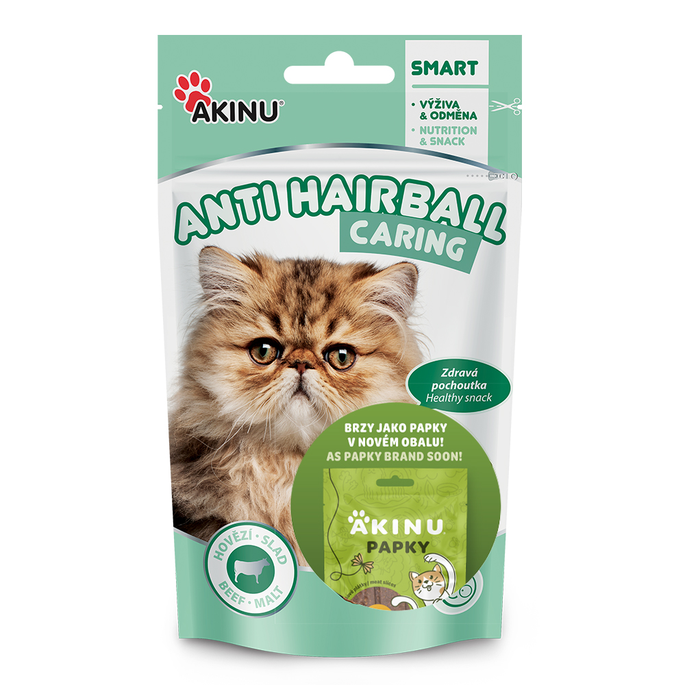 Akinu ANTIHAIRBALL Hovězí pamlsek pro kočky 50 g