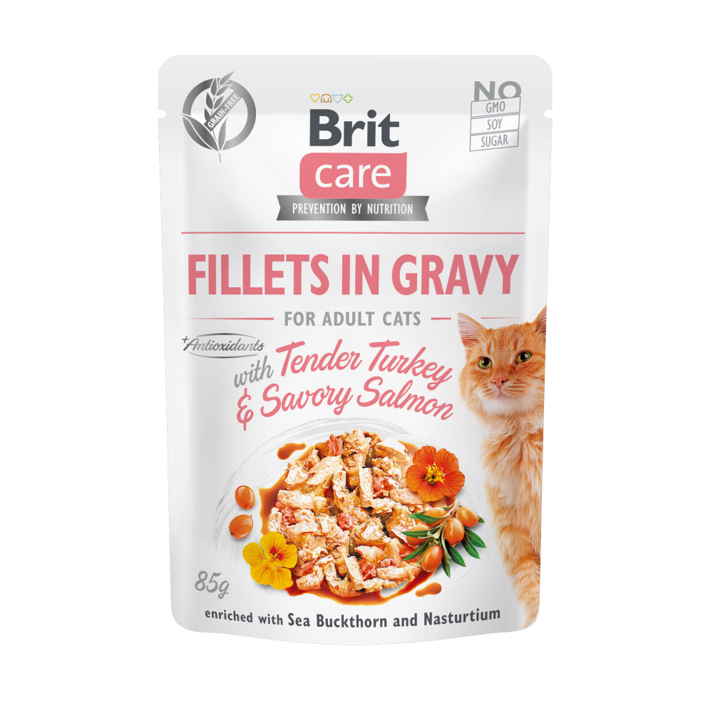 Brit Care Cat Fillets in Gravy Turkey&Salmon 85g