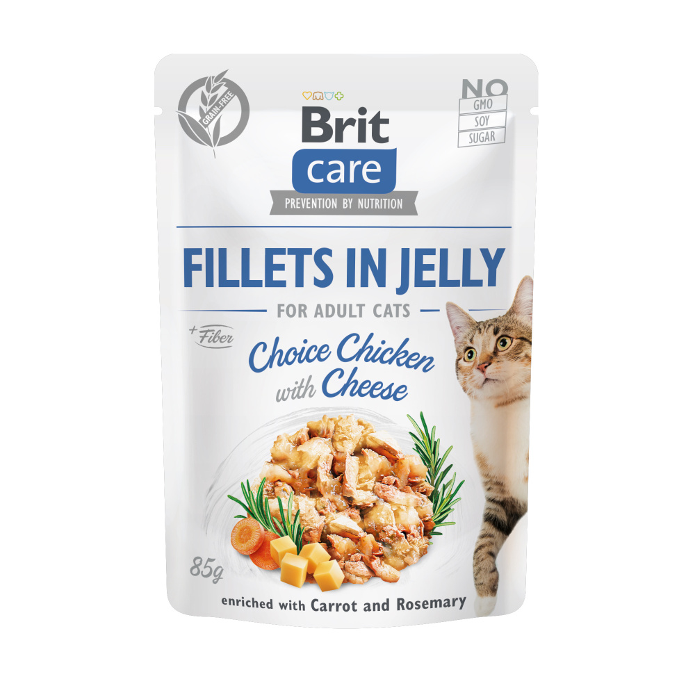 Brit Care Cat Fillets in Jelly Chicken&Cheese 85g