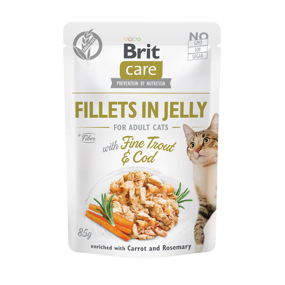 Brit Care Cat Fillets in Jelly with Trout&Cod 85g