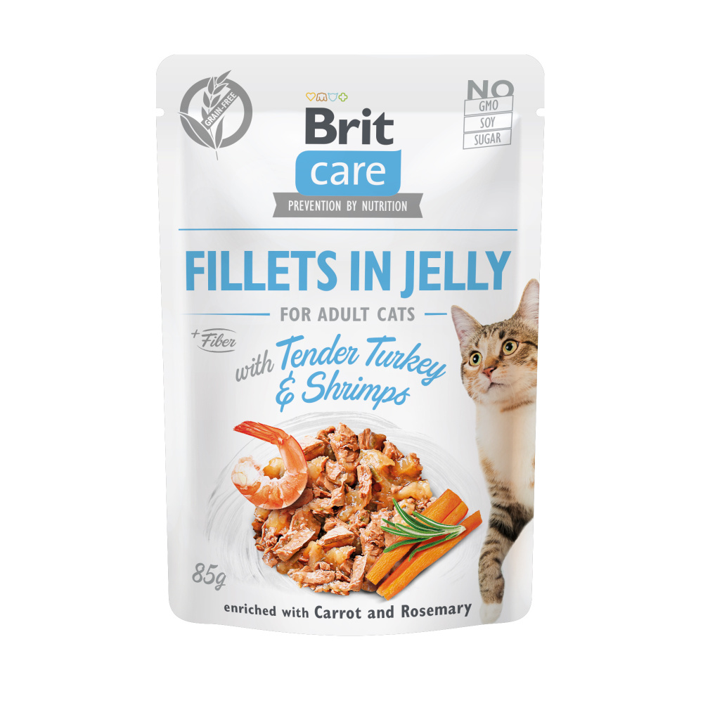 Brit Care Cat Fillets in Jelly with Turkey&Shrimps 85g