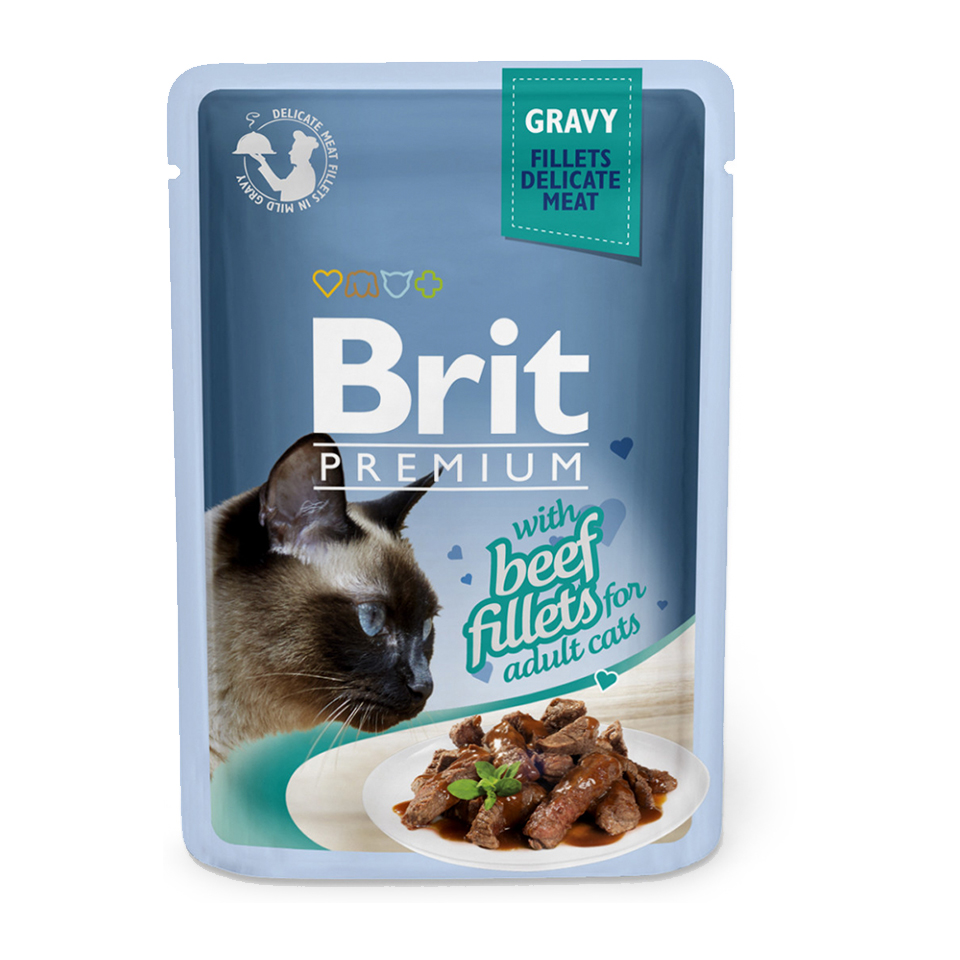 Brit Premium Cat D Fillets in Gravy With Beef 85g