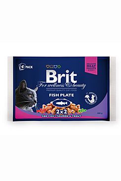 Brit Premium Cat kapsa Fish Plate 400g (4x100g)