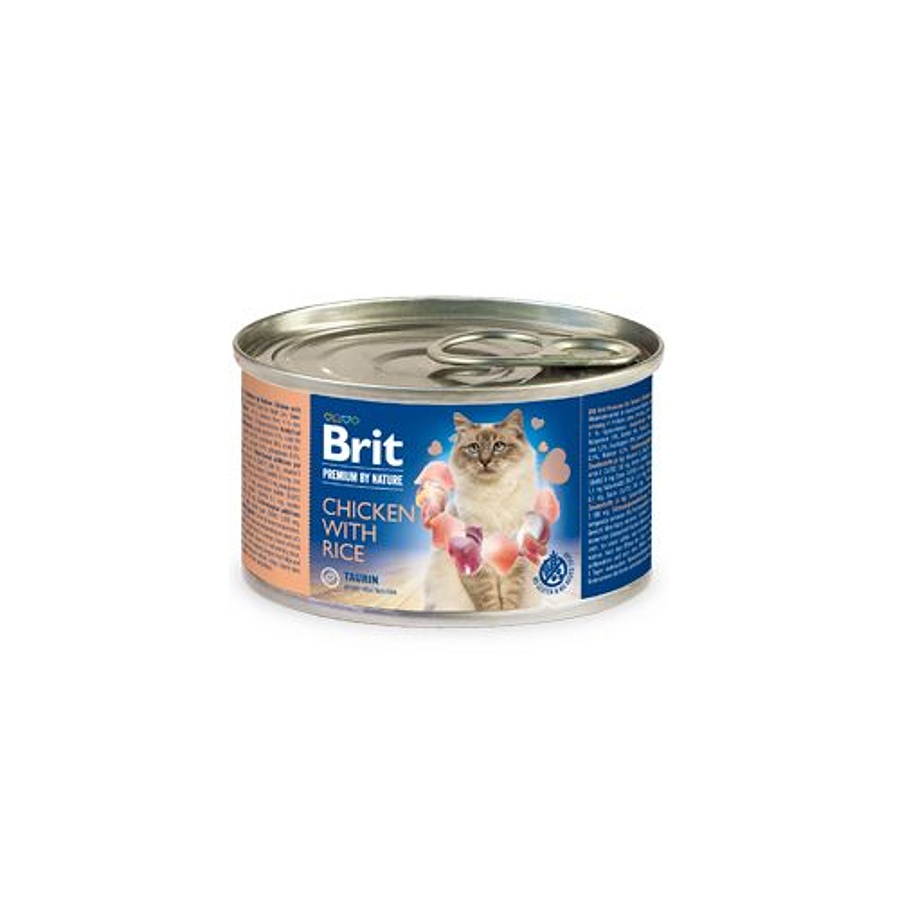 Brit Premium Cat by Nature Chicken&Rice konzerva 200g