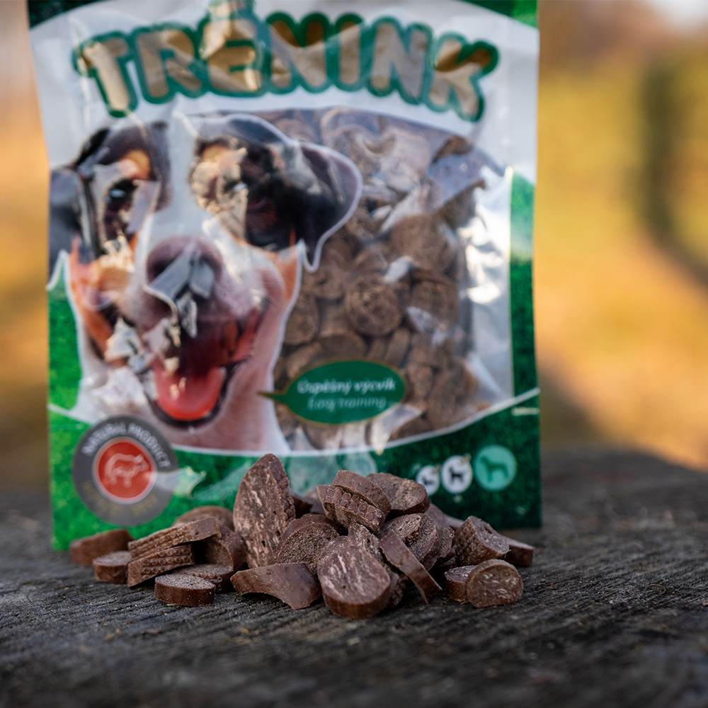 Akinu Trénink hovězí lupínky s treskou 120g Obrázek