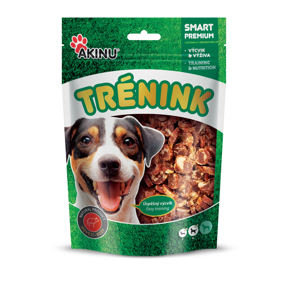 Akinu Trénink hovězí lupínky s treskou 120g