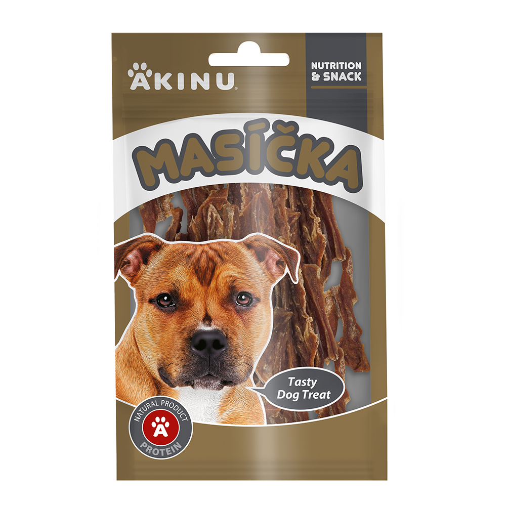 Akinu Masíčka hovězí stripsy pro psy 75 g Obrázek