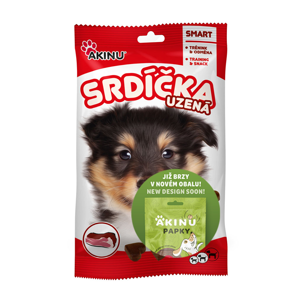 Akinu Uzená srdíčka pamlsek pro psy 60 g