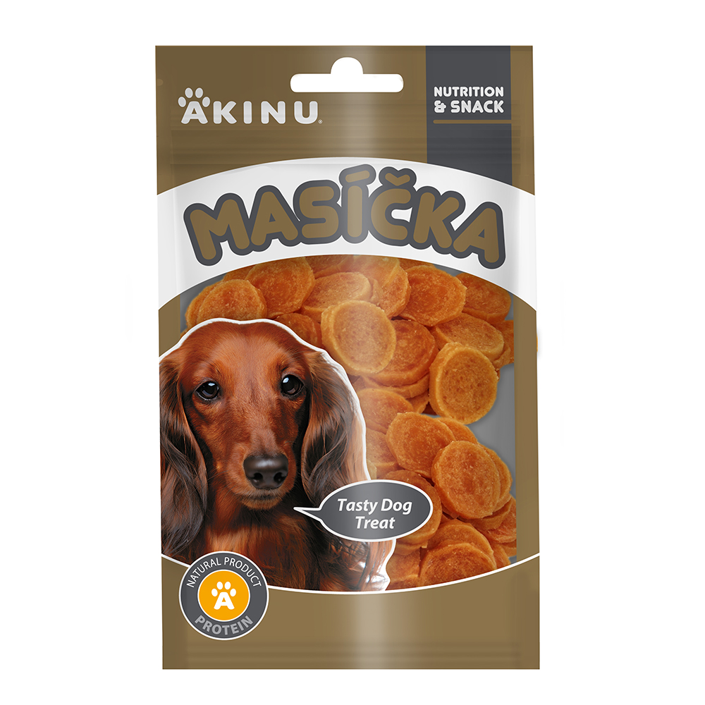 Akinu MASÍČKA Kuřecí chipsy pamlsek pro psy 75 g