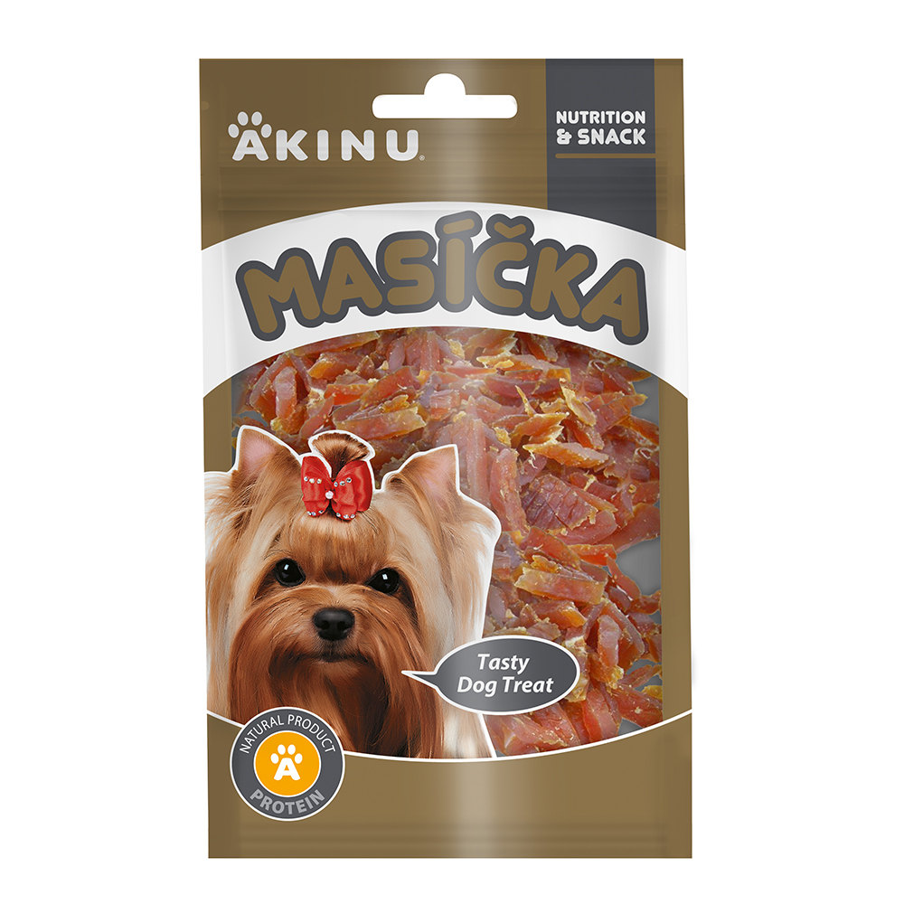 Akinu MASÍČKA Kuřecí proužky pamlsek pro psy 75 g