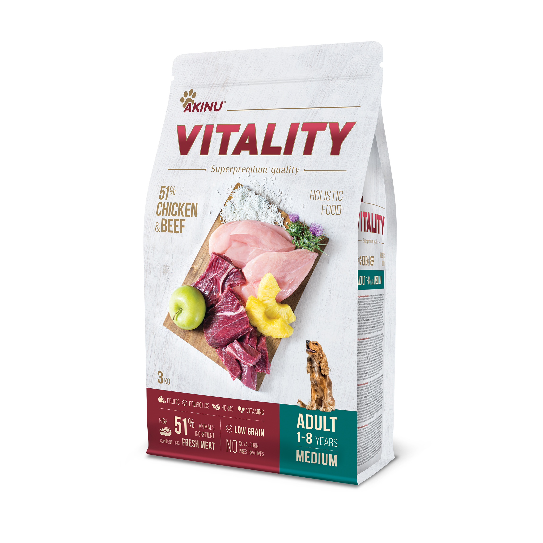 Akinu VITALITY dog adult medium chicken & beef 3kg