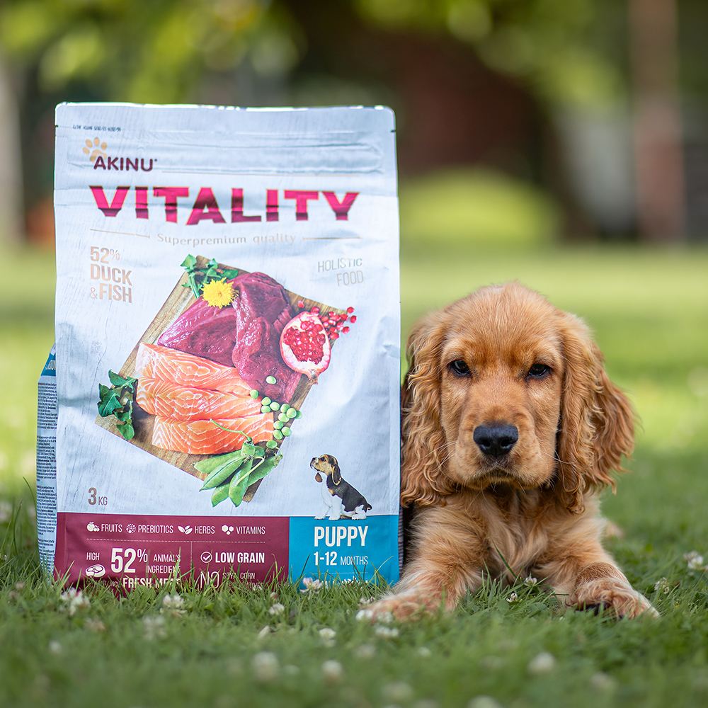 Akinu VITALITY dog puppy small/medium duck & fish 3kg Obrázek